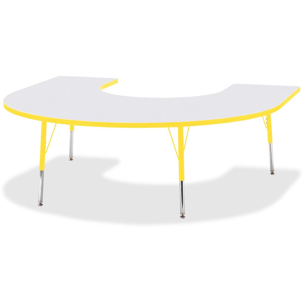 Jonti-Craft Berries Prism Horseshoe Student Table - Laminated Horseshoe-shaped, Yellow Top - Four Leg Base - 4 Legs - Adjustable Height - 24" to 31" Adjustment - 66" Table Top Length x 60" Table Top W. Picture 1