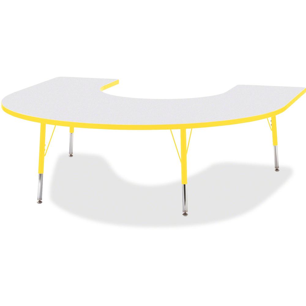 Jonti-Craft Berries Elementary Height Prism Edge Horseshoe Table - Laminated Horseshoe-shaped, Yellow Top - Four Leg Base - 4 Legs - Adjustable Height - 15" to 24" Adjustment - 66" Table Top Length x . Picture 1