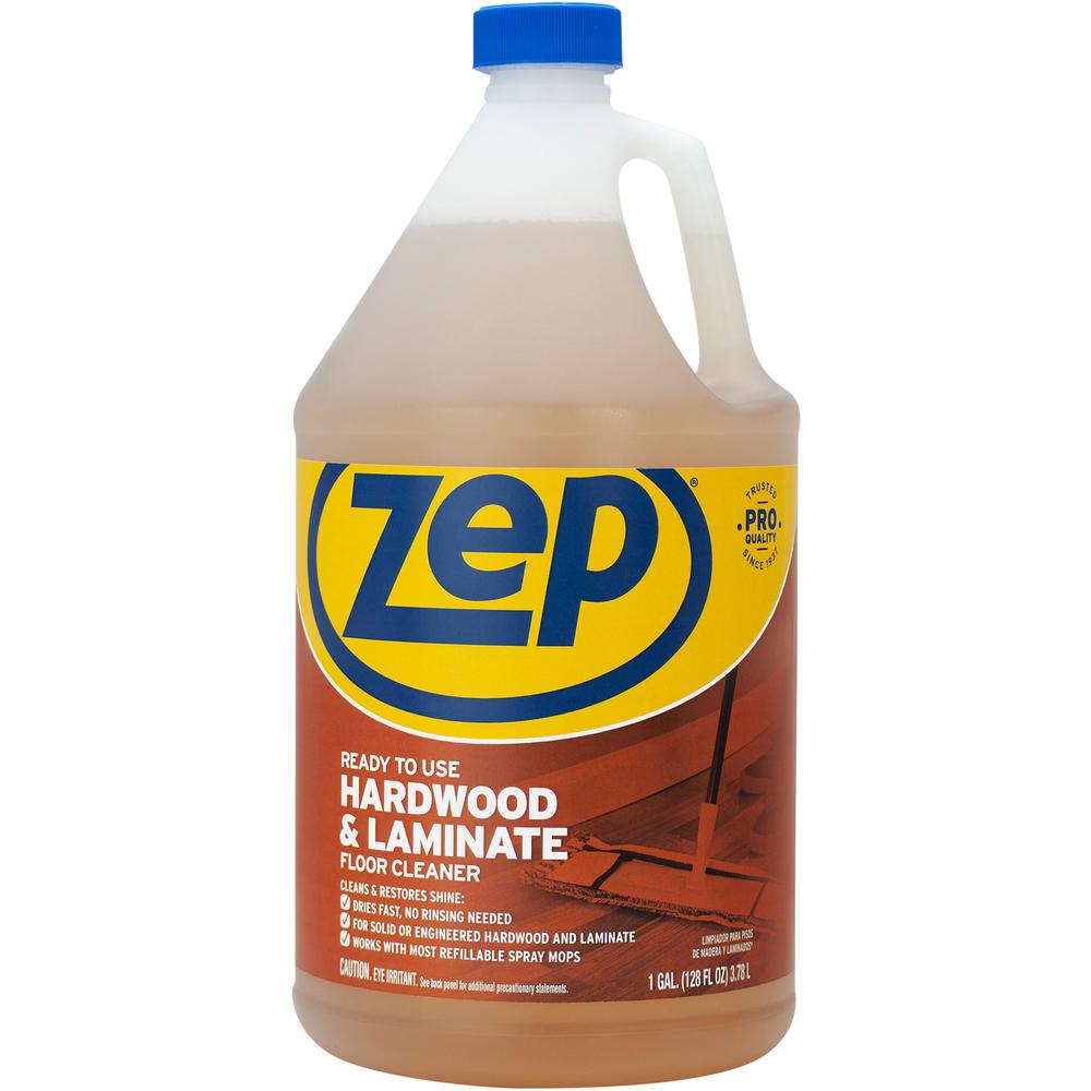 Zep Hardwood & Laminate Floor Cleaner - For Multipurpose - 128 fl oz (4 quart) - Fresh ScentBottle - 1 Each - Residue-free - Brown. Picture 1