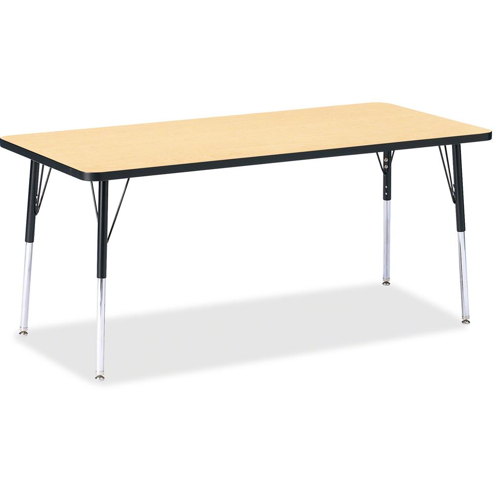 Jonti-Craft Berries Adult Height Color Top Rectangle Table - Laminated Rectangle, Maple Top - Four Leg Base - 4 Legs - Adjustable Height - 24" to 31" Adjustment - 72" Table Top Length x 30" Table Top . Picture 1