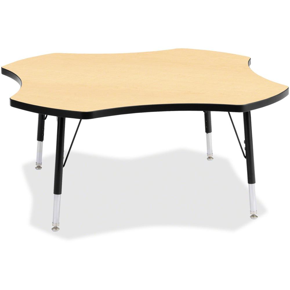 Jonti-Craft Berries Color Top Four Leaf Activity Table - Laminated, Maple Top - Four Leg Base - 4 Legs - Adjustable Height - 24" to 31" Adjustment x 1.13" Table Top Thickness x 48" Table Top Diameter . Picture 1
