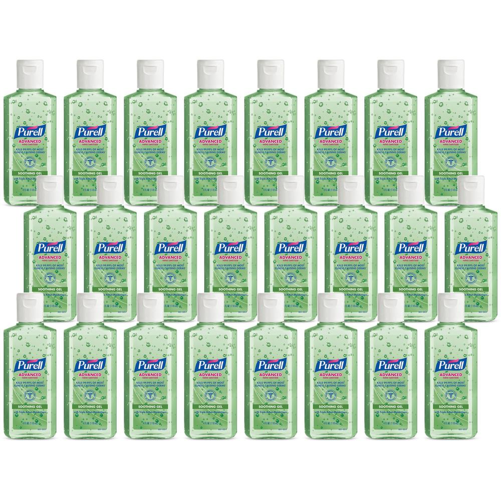 PURELL&reg; Hand Sanitizer Gel - Floral Scent - 4 fl oz (118.3 mL) - Squeeze Bottle Dispenser - Kill Germs - Hand - Moisturizing - Green - Non-sticky, Residue-free, Moisturizing - 24 / Carton. Picture 1