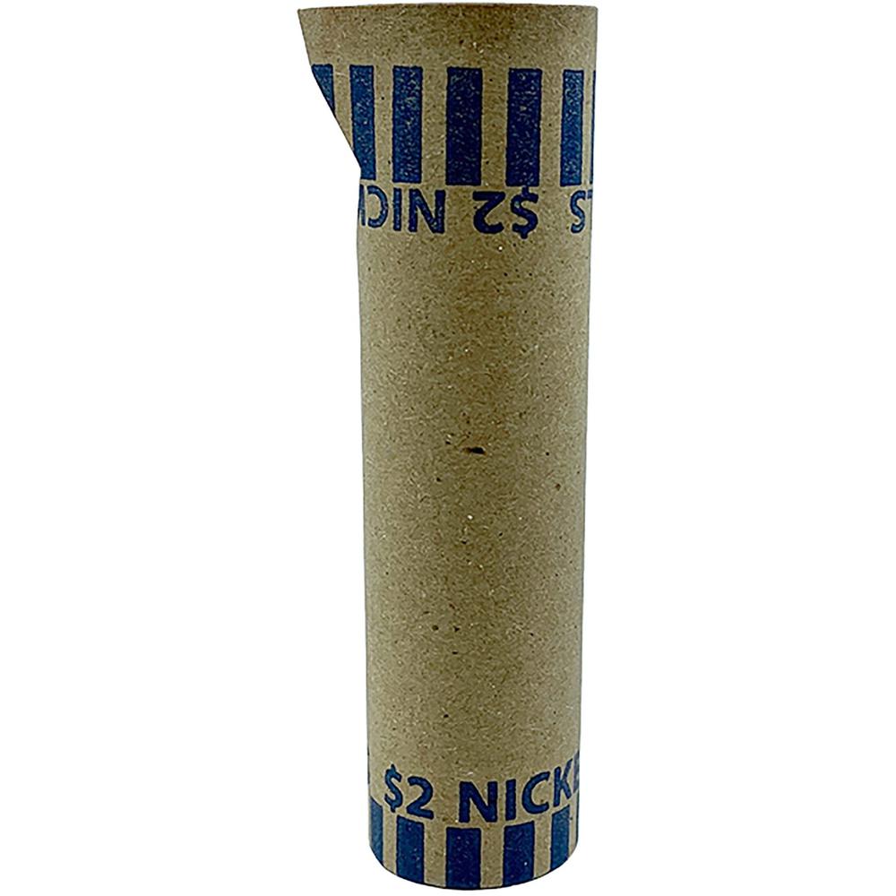 PAP-R Tubular Coin Wrappers - Total $2.00 in 40 Coins of 5¢ Denomination - Heavy Duty, Burst Resistant - Kraft - Blue - 1000 / Box. Picture 1