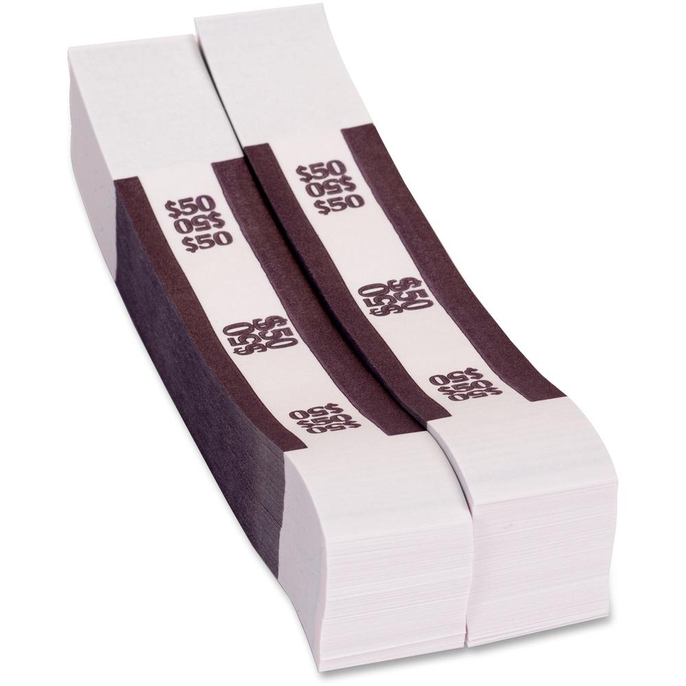 PAP-R Currency Straps - 1.25" Width - Self-sealing, Self-adhesive, Durable - 20 lb Basis Weight - Kraft - White, Violet - 1000 / Pack. Picture 1