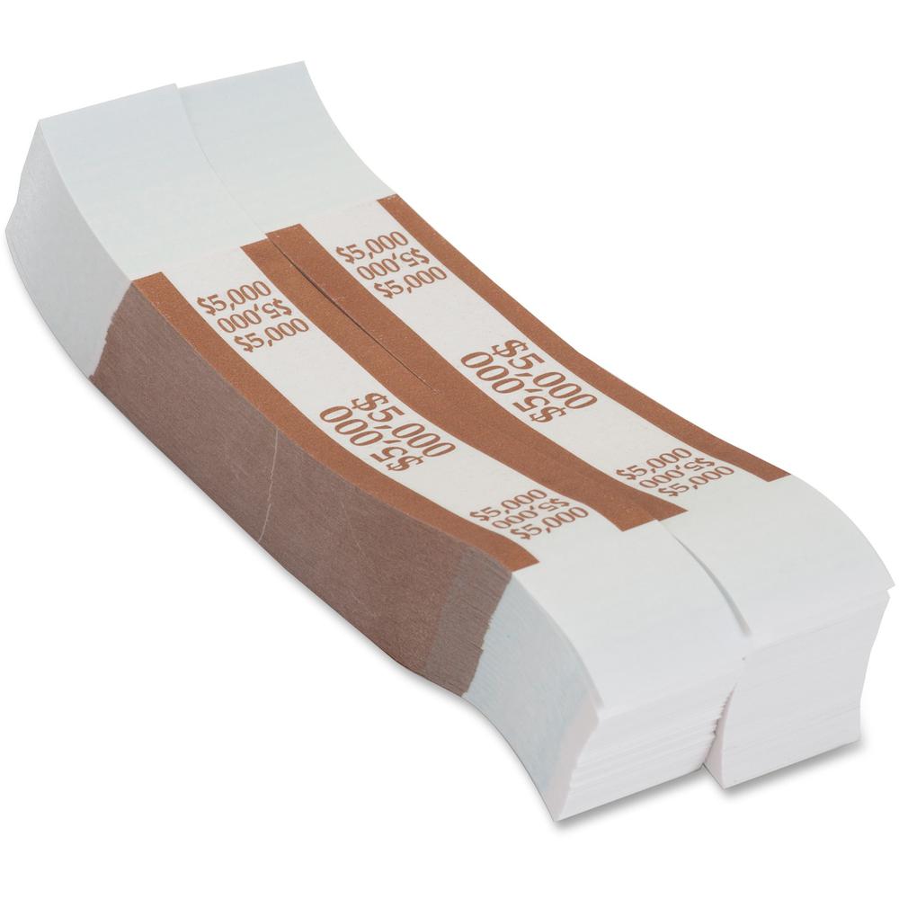 PAP-R Currency Straps - 1.25" Width - Total $5,000 in $50 Denomination - Self-sealing, Self-adhesive, Durable - 20 lb Basis Weight - Kraft - White, Multi - 1000 / Pack. Picture 1