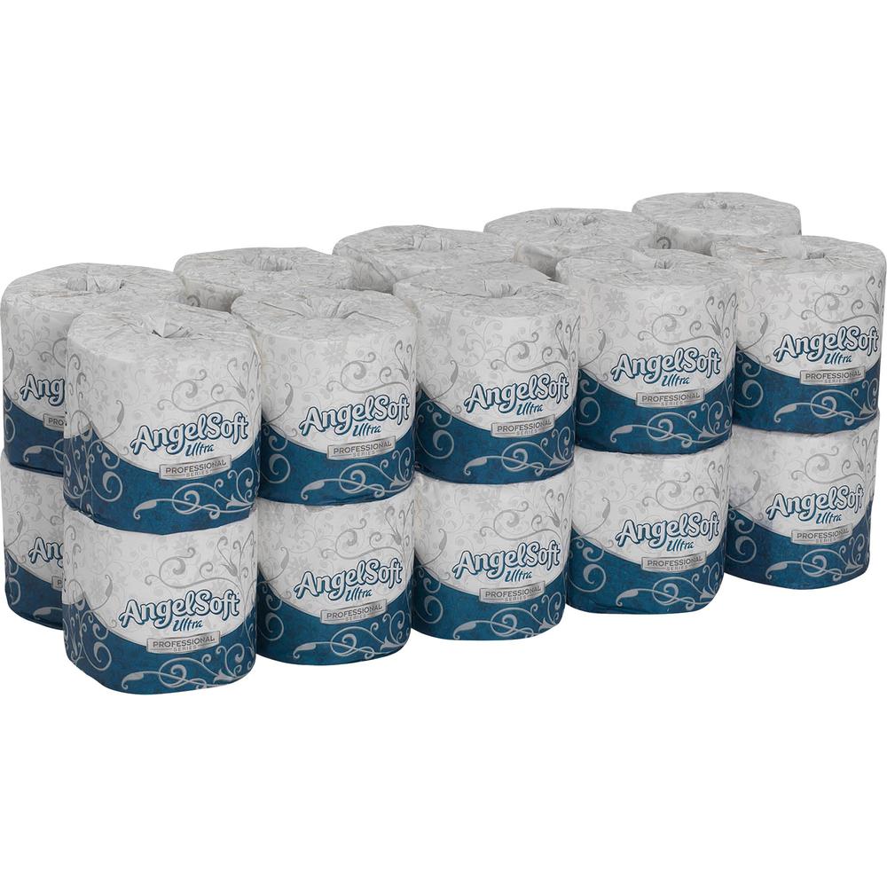 Angel Soft Ultra Professional Series Embossed Toilet Paper - 2 Ply - 4.50" x 4" - 400 Sheets/Roll - White - 20 / Carton. Picture 1