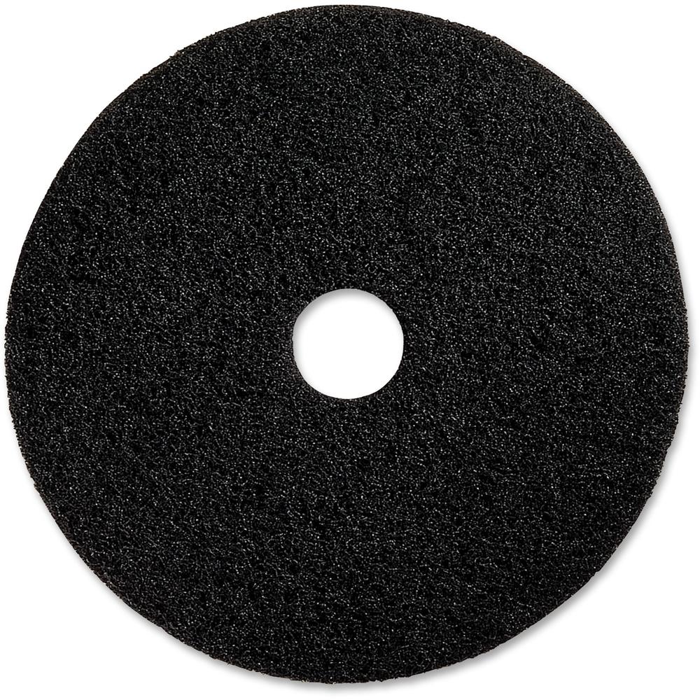 Genuine Joe Black Floor Stripping Pad - 13" Diameter - 5/Carton x 13" Diameter x 1" Thickness - Stripping - 175 rpm to 350 rpm Speed Supported - Resilient, Heavy Duty, Flexible, Long Lasting - Fiber -. Picture 1
