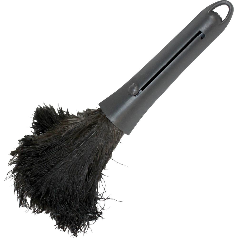 Genuine Joe Retractable Feather Duster - Plastic Handle - 1 Each - Brown. Picture 1