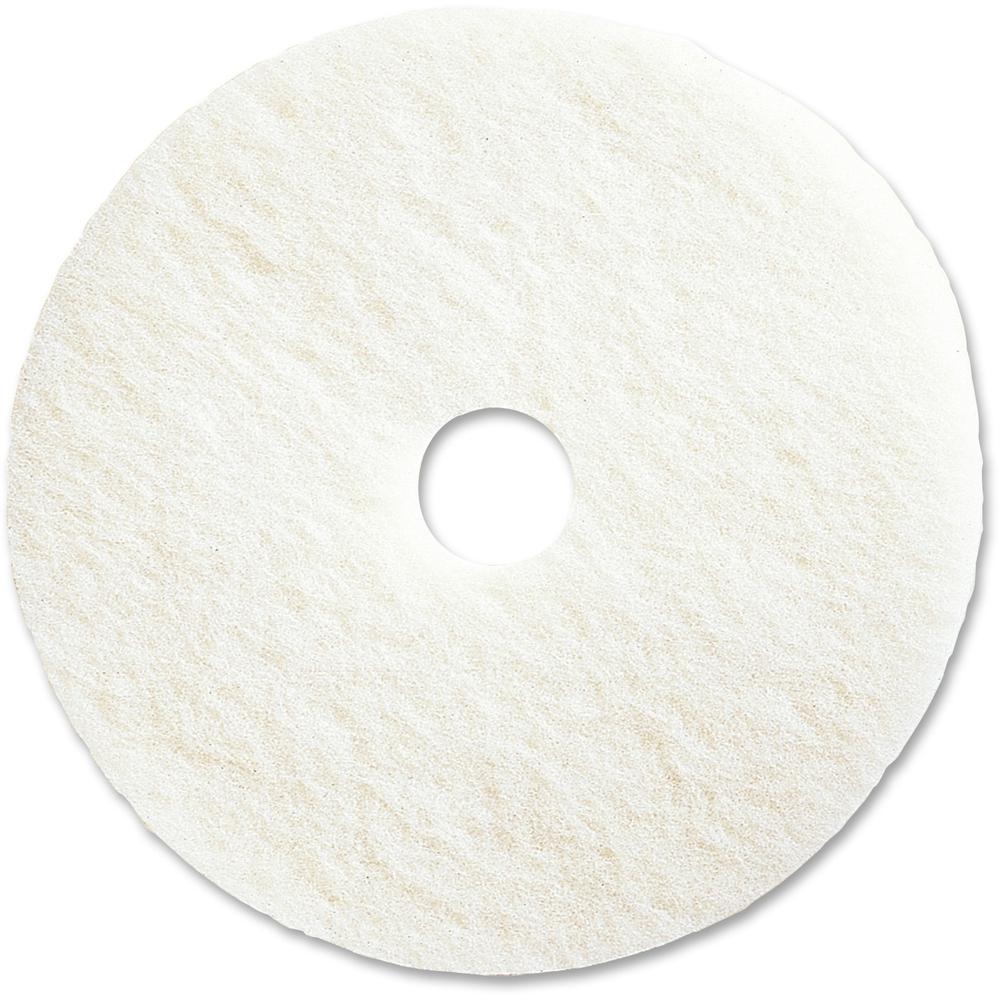 Genuine Joe 20" Super White Floor Pad - 20" Diameter - 5/Carton x 20" Diameter x 1" Thickness - Floor - 1000 rpm to 3000 rpm Speed Supported - Resilient, Flexible, Soft, Durable, Long Lasting - Fiber . Picture 1