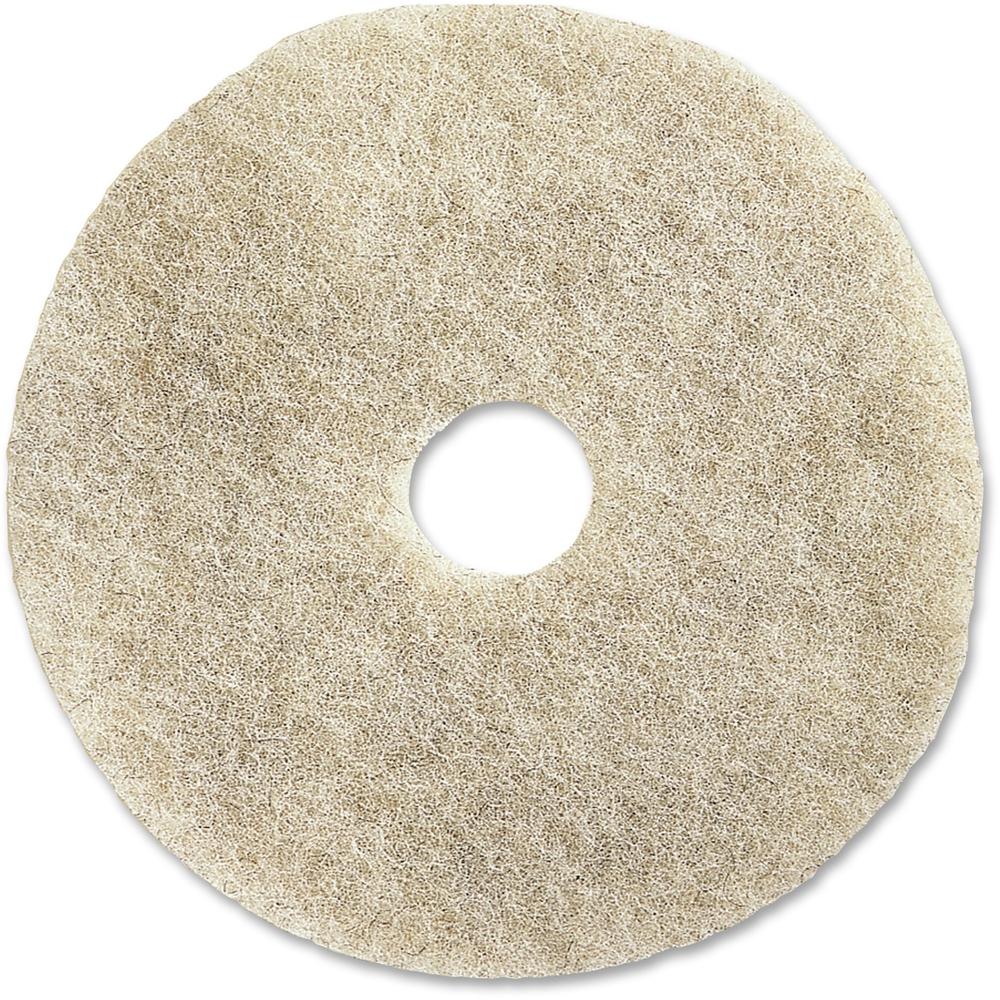 Genuine Joe 20" Natural Light Floor Pad - 20" Diameter - 5/Carton x 20" Diameter x 1" Thickness - Buffing, Floor - 1500 rpm to 3000 rpm Speed Supported - Flexible, Resilient, Soft, Non-abrasive, Dirt . Picture 1