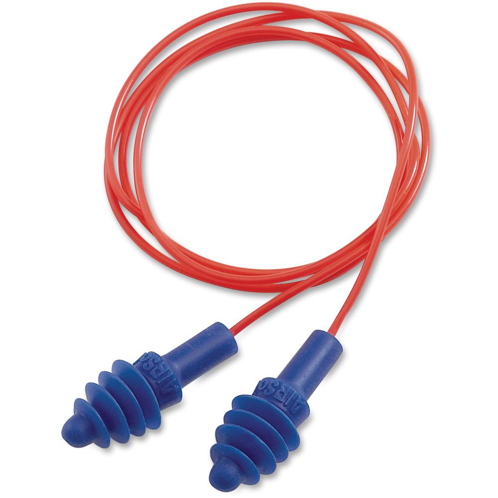 Howard Leight AirSoft Polycord Earplugs - Noise Protection - Thermoplastic Elastomer (TPE) - Red - Corded, Comfortable - 100 / Box. Picture 1