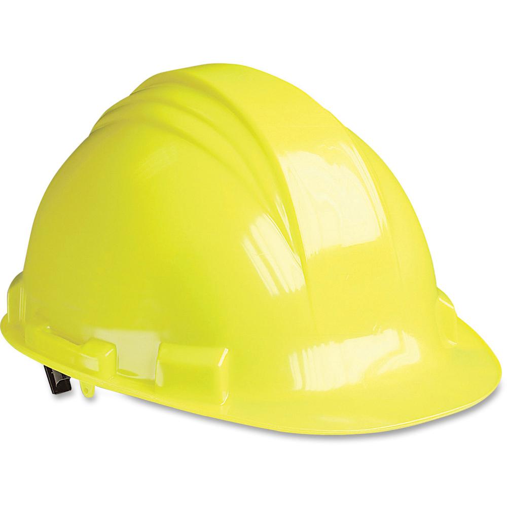 NORTH Yellow Peak A79 HDPE Hard Hat - Head, Chemical, Thread Abrasion, Impact, Welding Sparks Protection - Nylon, High-density Polyethylene (HDPE) - Yellow - Adjustable Suspender, Comfortable, Lock Me. Picture 1