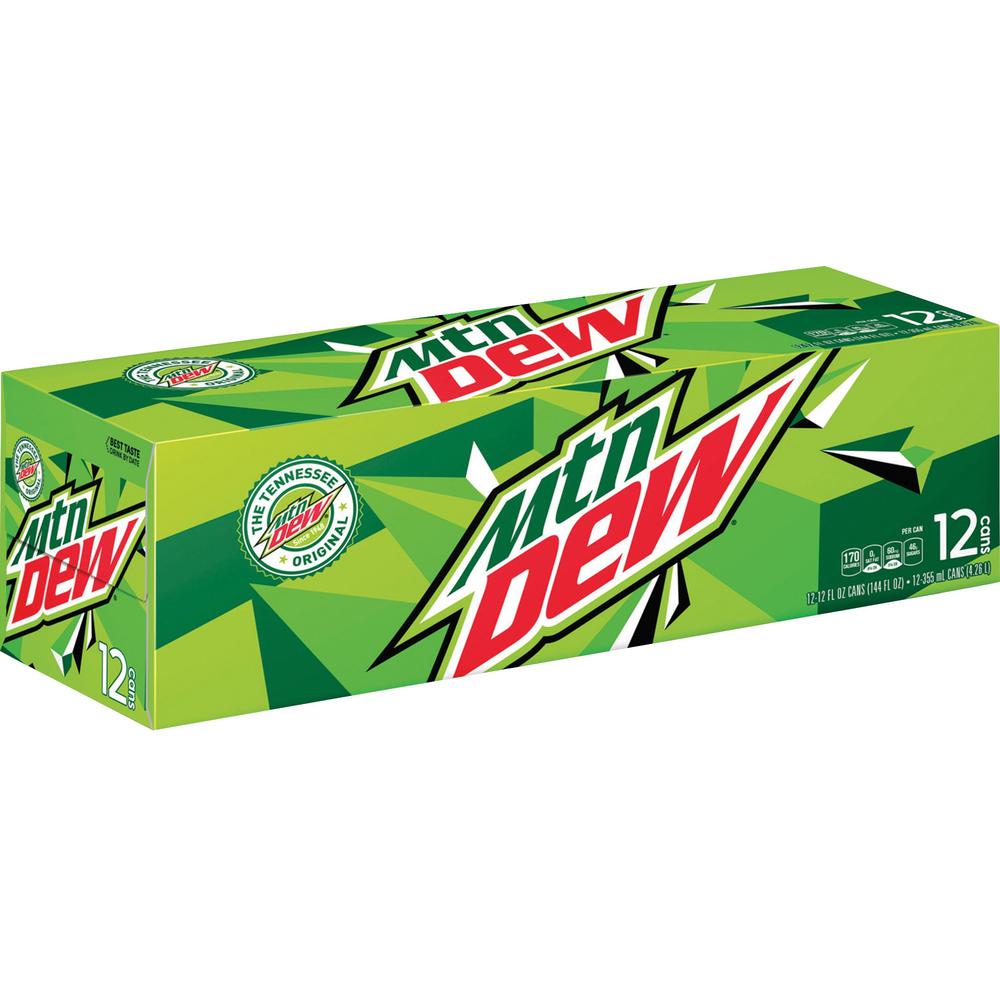 Mountain Dew Soft Drink - Ready-to-Drink - 12 fl oz (355 mL) - Can - 12 / Pack. Picture 1