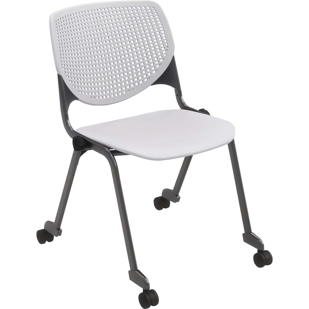 KFI "2300" Series Stack Chair - Light Gray Polypropylene Seat - Light Gray Polypropylene Back - Silver, Powder Coated Tubular Steel Frame - Four-legged Base - 1 Each. Picture 1