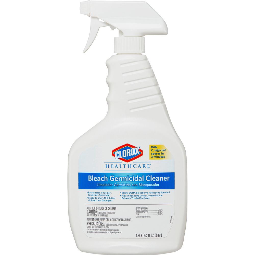 Clorox Healthcare Bleach Germicidal Cleaner Spray - Ready-To-Use Spray - 22 fl oz (0.7 quart) - Bottle - 1 Each - Clear. Picture 1