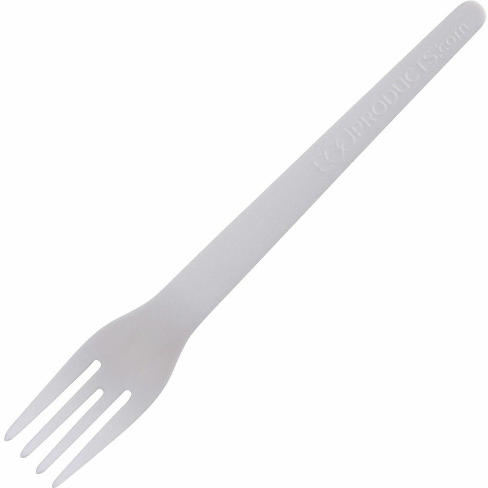Eco-Products 6" Plantware High-heat Forks - 1 Piece(s) - 20/Carton - Fork - 1 x Fork - Disposable - Pearl White. Picture 1