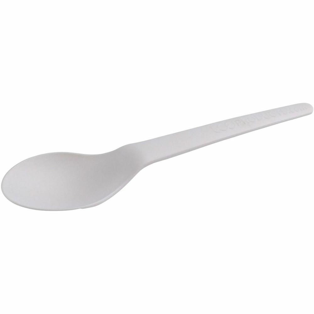 Eco-Products 6" Plantware High-heat Spoons - 1 Piece(s) - 20/Carton - Spoon - 1 x Spoon - Disposable - Pearl White. Picture 1