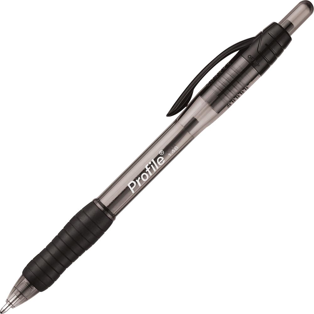Paper Mate Retractable Profile Ballpoint Pens - Super Bold Pen Point - 1.4 mm Pen Point Size - Conical Pen Point Style - Refillable - Retractable - Black Gel-based Ink - Translucent Black Barrel - 36 . The main picture.