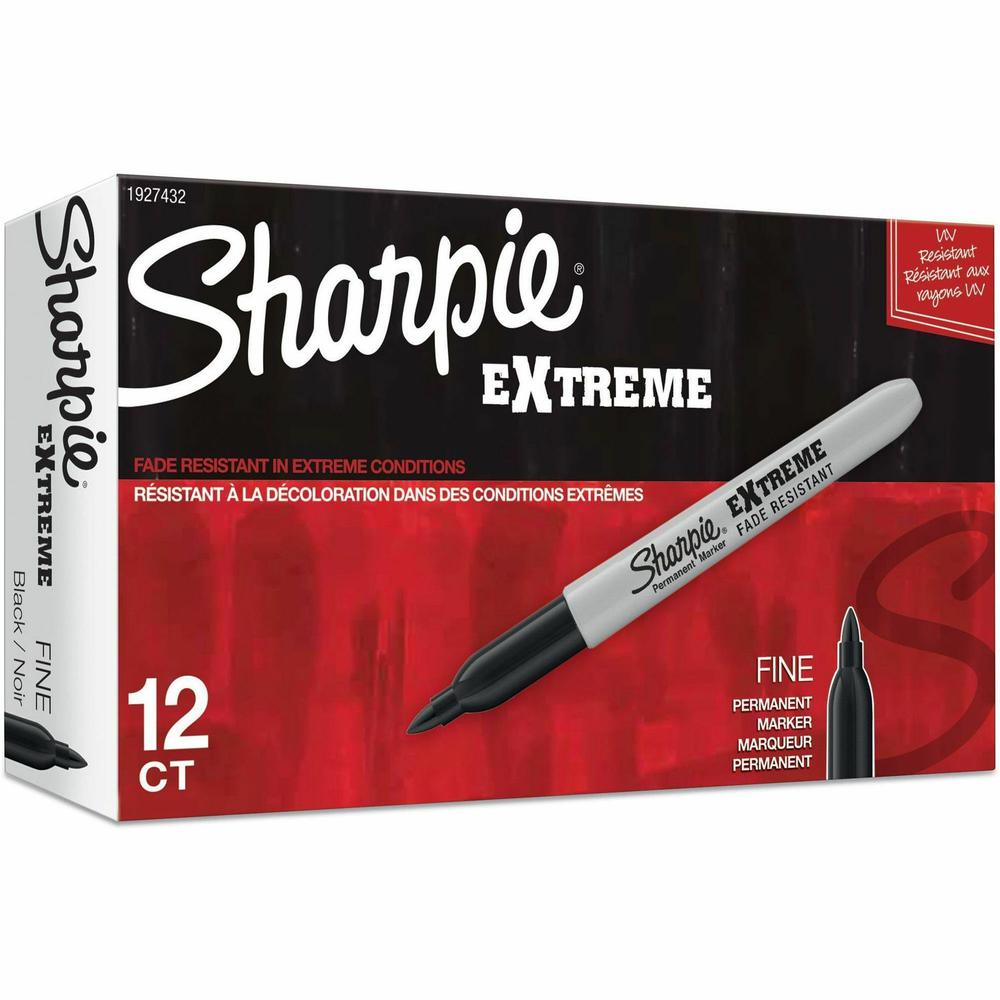 Sharpie Extreme Permanent Markers - Fine Marker Point - 1.1 mm Marker Point Size - Black - 12 / Box. Picture 1