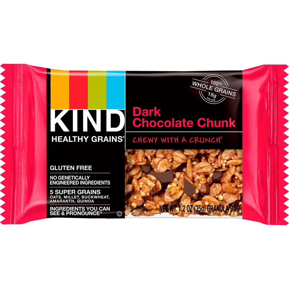 KIND Dark Chocolate Chunk Healthy Grains 12ct - Cholesterol-free, Non-GMO, Individually Wrapped, Trans Fat Free, Gluten-free, Low Sodium - Dark Chocolate - 1.08 lb - 1. The main picture.