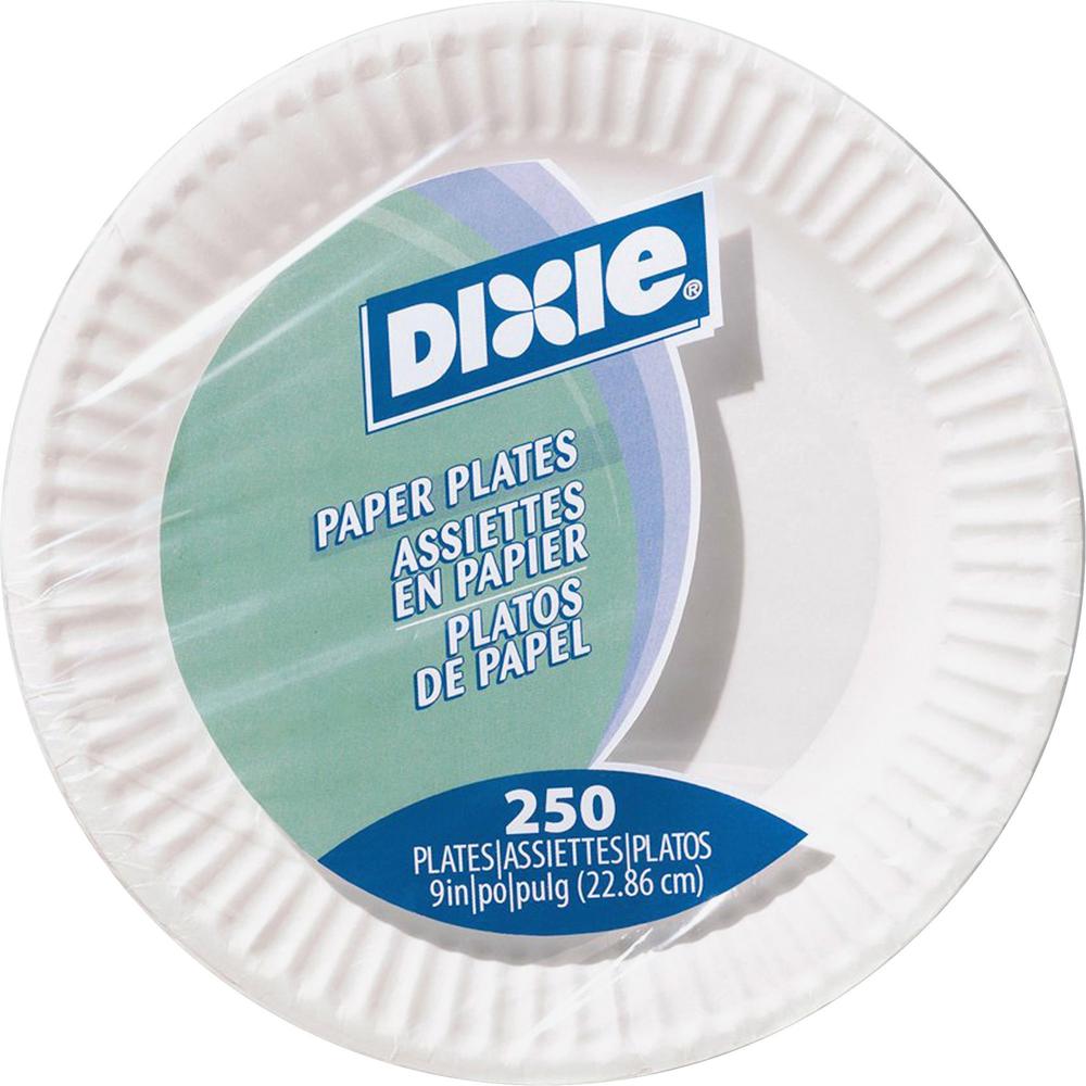 Dixie 9 Inch Uncoated Unprinted Paper Plates - Disposable - White - 250 / Pack. Picture 1
