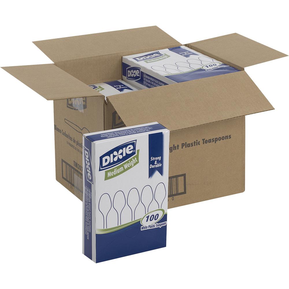 Dixie Medium-weight Disposable Teaspoon Grab-N-Go by GP Pro - 100 / Box - 10/Carton - Teaspoon - 1000 x Teaspoon - White. Picture 1