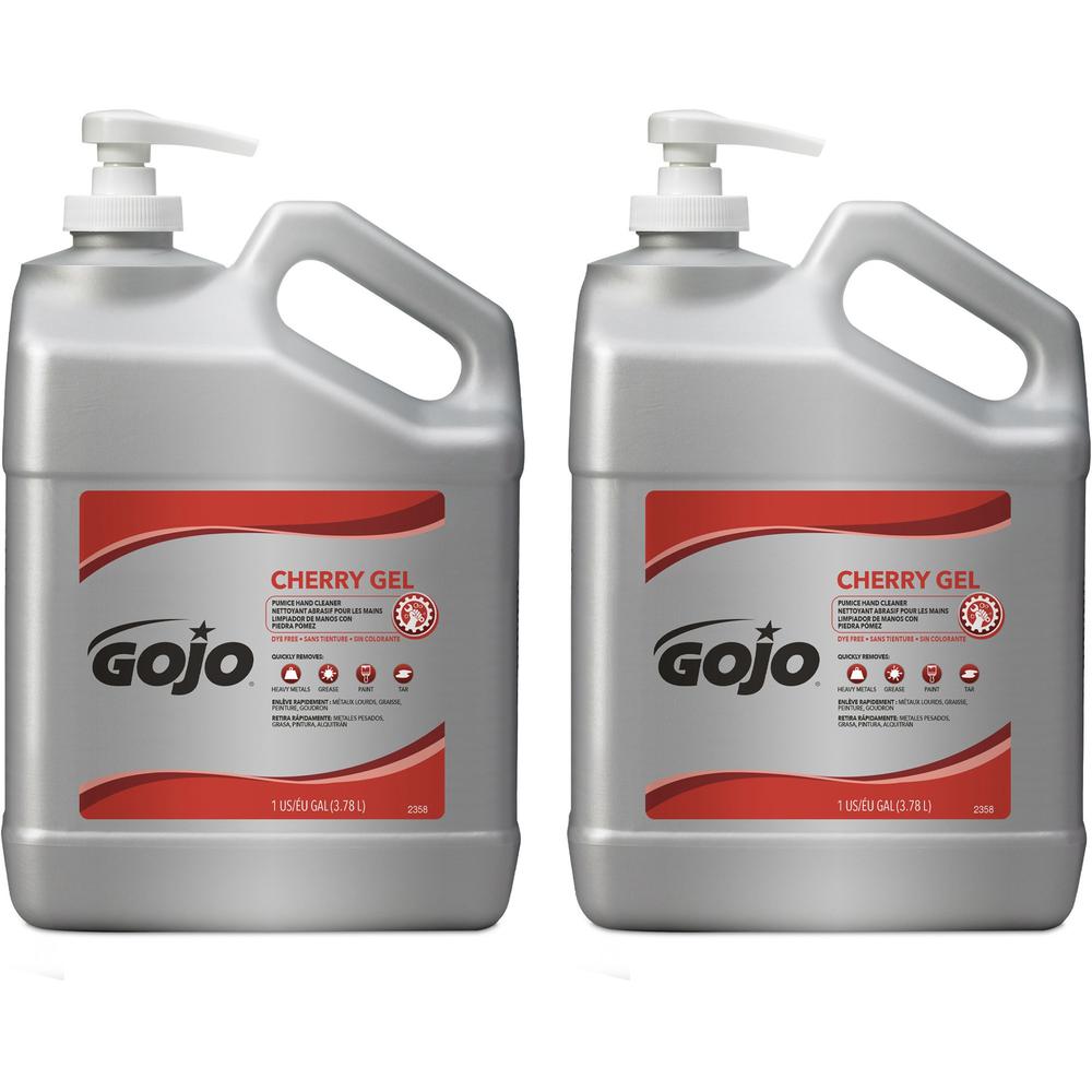 Gojo&reg; Cherry Gel Pumice Hand Cleaner - Cherry Scent - 1 gal (3.8 L) - Pump Bottle Dispenser - Dirt Remover, Grease Remover, Oil Remover - Hand, Skin - Heavy Duty, pH Balanced, Pleasant Scent - 2 /. The main picture.