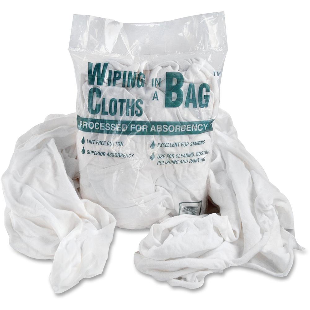 Bag A Rags Office Snax Cotton Wiping Cloths - Cloth - 12 / Carton - White. Picture 1