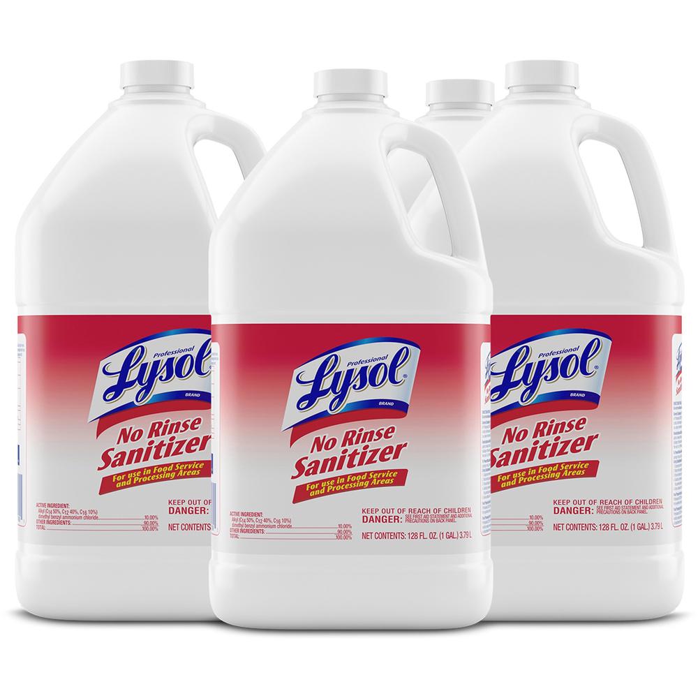 Professional Lysol No Rinse Sanitizer - For Sink, Floor, Wall, Bathtub, Food Service Area - Concentrate - 128 fl oz (4 quart) - 4 / Carton - Disinfectant, Anti-bacterial. Picture 1