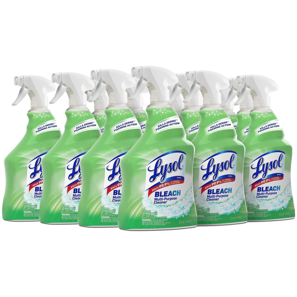 Lysol Multi-Purpose Cleaner with Bleach - Spray - 32 fl oz (1 quart) - 12 / Carton - White. The main picture.