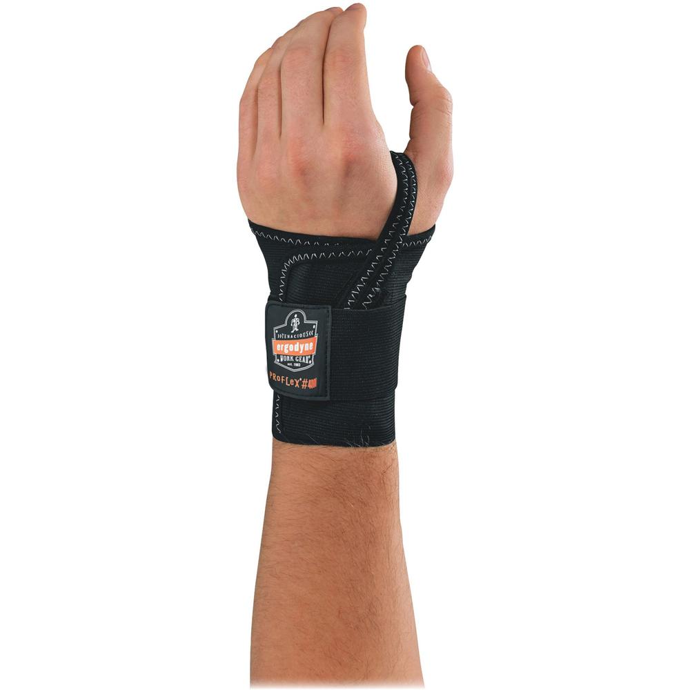 Ergodyne ProFlex 4000 Single-Strap Wrist Support - Left-handed - 6" - 7" Waist Size - Black - 1 Each. Picture 1