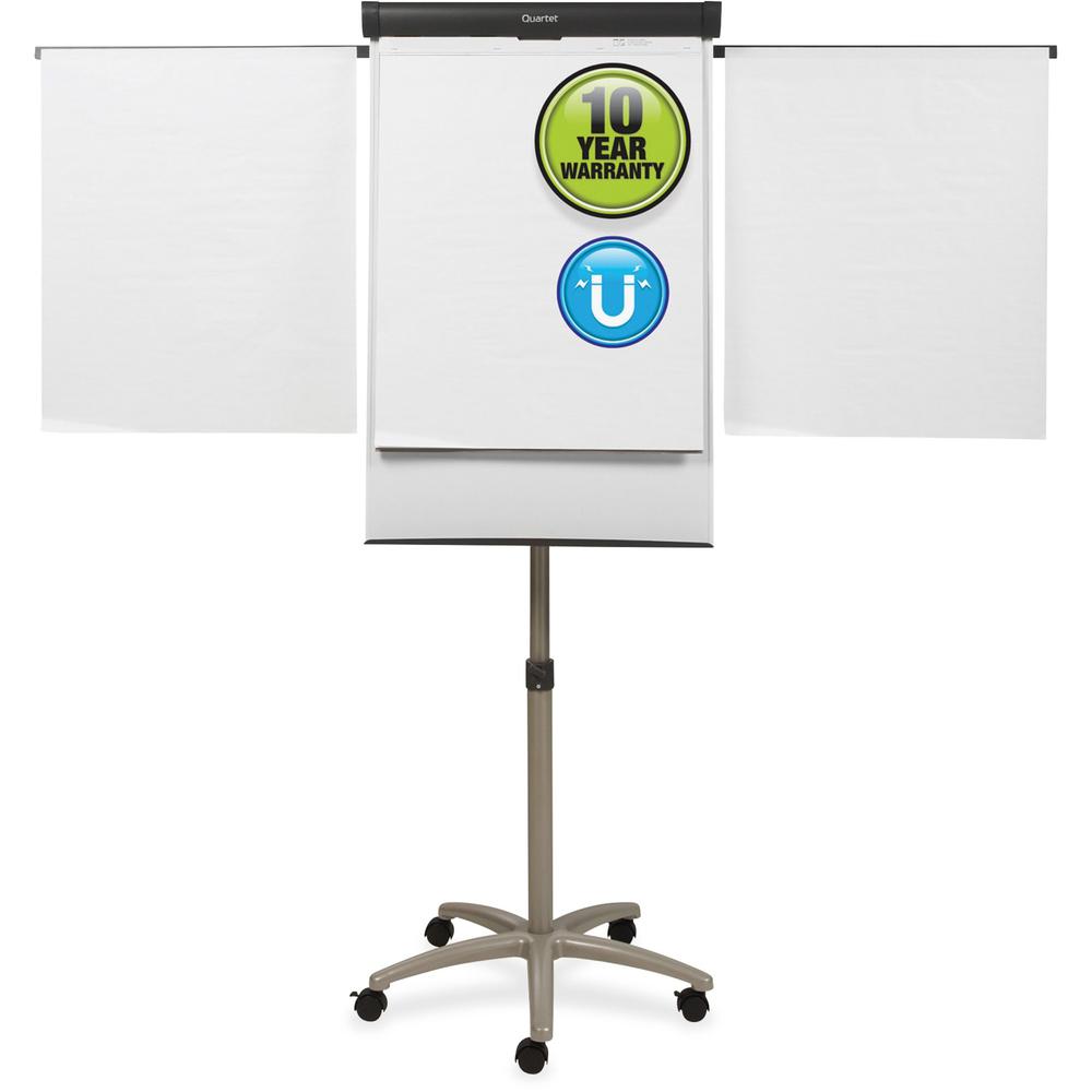 Quartet Compass Nano-Clean Magnetic Mobile Presentation Easel - 36" (3 ft) Width x 24" (2 ft) Height - White Painted Steel Surface - Graphite Aluminum Frame - Horizontal - Magnetic - 1 Each. Picture 1