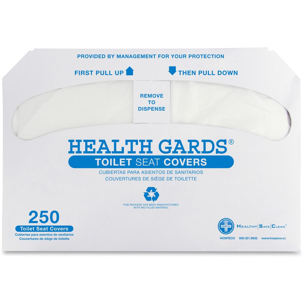 Health Gards Half-fold Toilet Seat Covers - Half-fold - 250.0 / Pack - 20 / Carton - Plastic - White. Picture 1