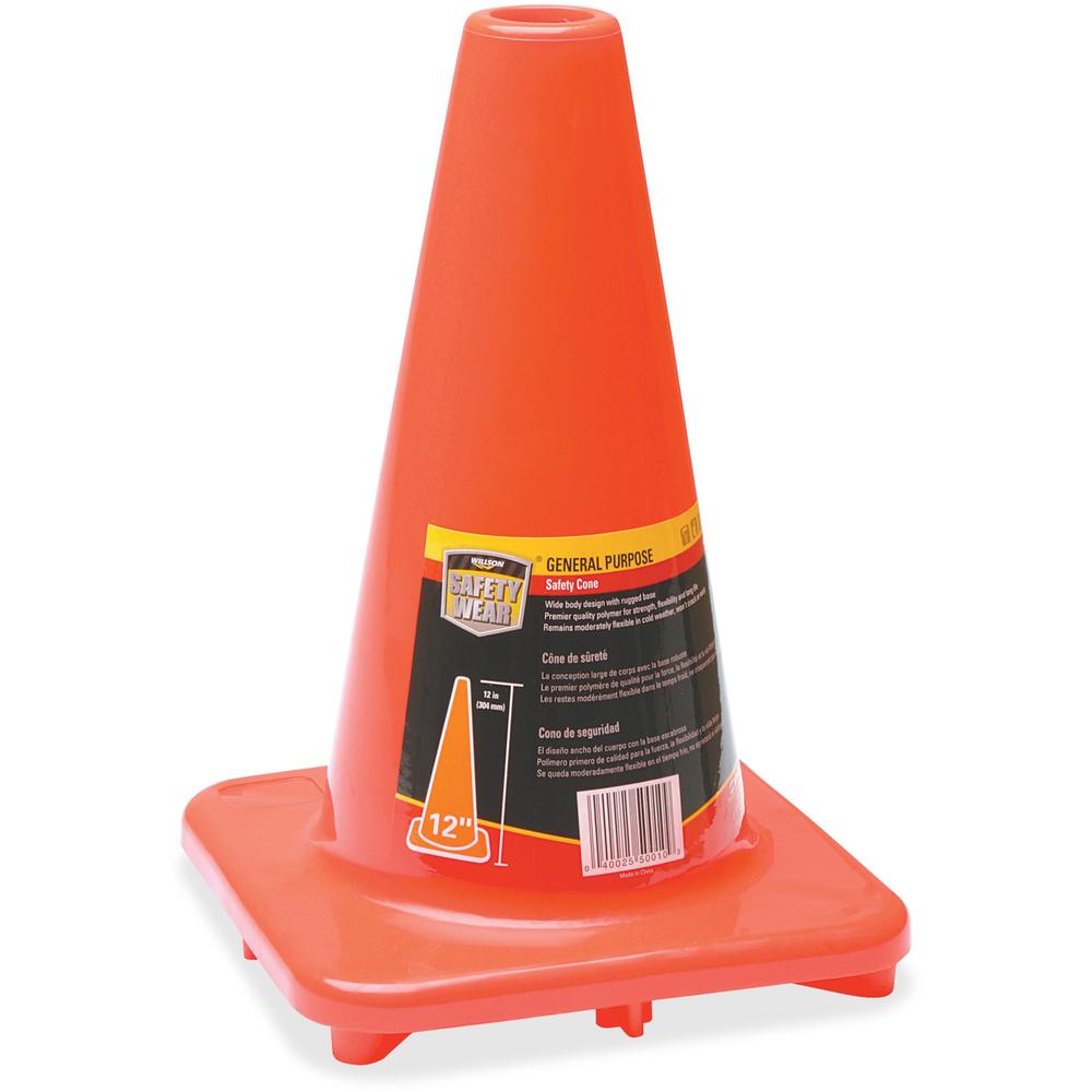 Honeywell Orange Traffic Cone - 1 Each - 12" Width - Cone Shape - Fade Resistant, Long Lasting, UV Resistant - Outdoor - Orange. Picture 1