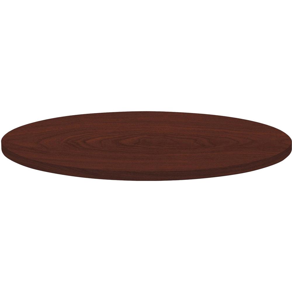 Lorell Hospitality Collection Tabletop - Round Top - 1" Table Top Thickness x 36" Table Top DiameterAssembly Required - High Pressure Laminate (HPL), Mahogany - Particleboard, Polyvinyl Chloride (PVC). Picture 1