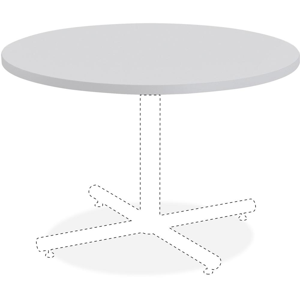Lorell Hospitality Collection Tabletop - Round Top - 1" Table Top Thickness x 36" Table Top DiameterAssembly Required - High Pressure Laminate (HPL), Light Gray - Particleboard, Polyvinyl Chloride (PV. Picture 1
