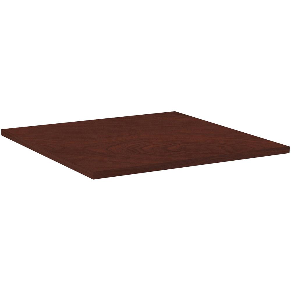 Lorell Hospitality Square Tabletop - Mahogany - Square Top - 42" Table Top Length x 42" Table Top Width x 1" Table Top Thickness - Assembly Required - High Pressure Laminate (HPL), Mahogany. Picture 1