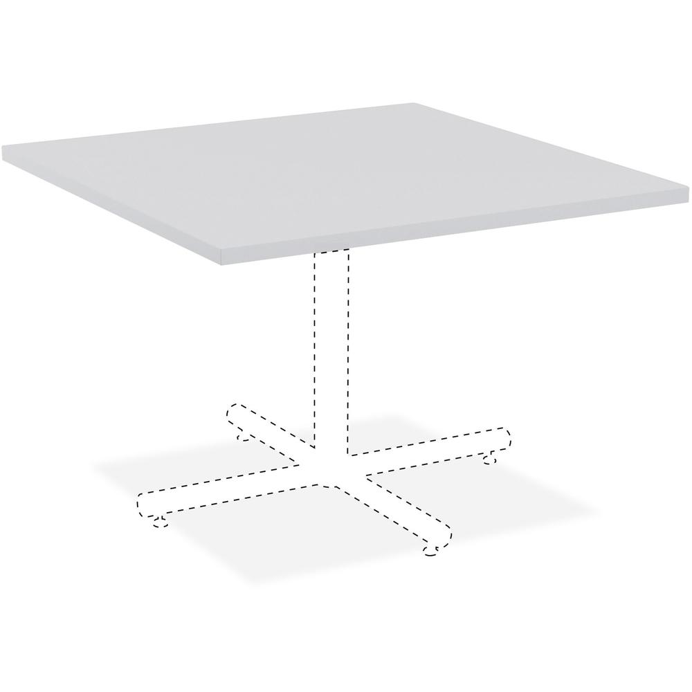 Lorell Hospitality Square Tabletop - Light Gray - Square Top - 42" Table Top Length x 42" Table Top Width x 1" Table Top Thickness - Assembly Required - High Pressure Laminate (HPL), Light Gray. Picture 1