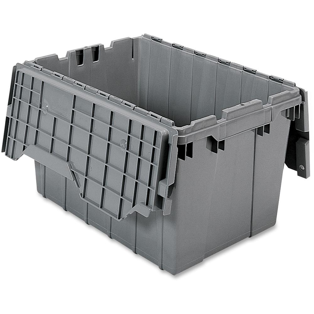 Akro-Mils Attached Lid Storage Container - Internal Dimensions: 12" Height - External Dimensions: 21.5" Length x 15" Width x 12.5" Height - 65 lb - 12 gal - Padlock, String/Button Tie Closure - Stacka. Picture 1