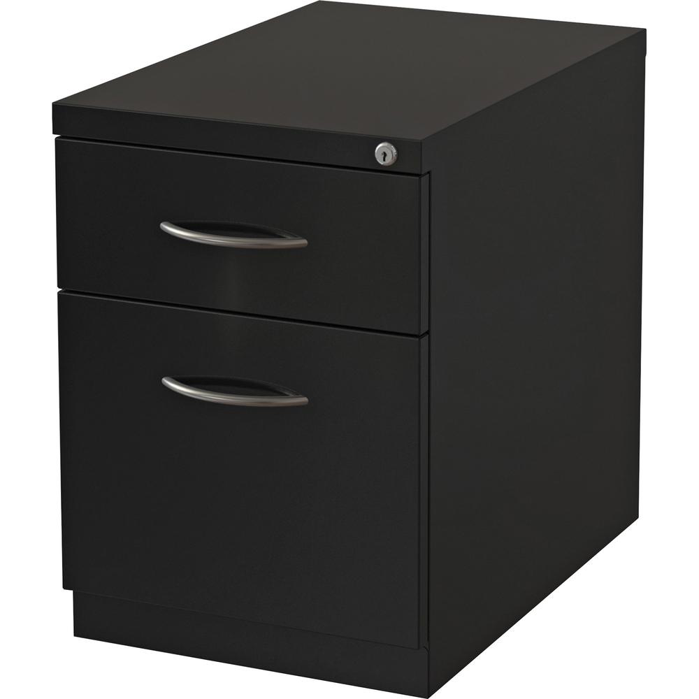 Lorell Premium Box/File Mobile File Cabinet with Arm Pull - 15" x 19.9" x 21.8" - 2 x Drawer(s) for Box, File - Letter - Pencil Tray, Ball-bearing Suspension, Drawer Extension, Durable - Black - Steel. Picture 1