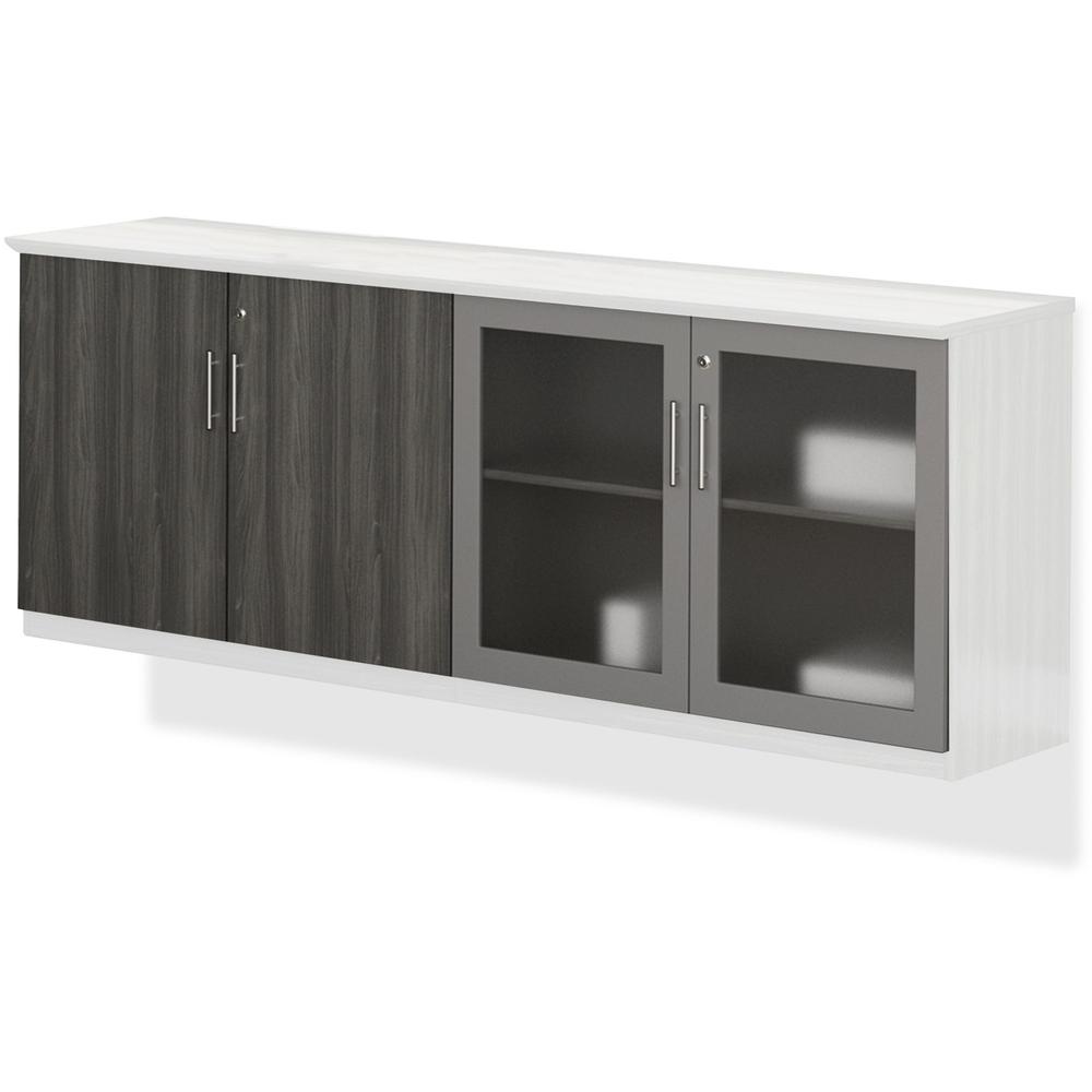 Mayline Medina Series Low Wall Cabinet Doors - Contemporary - 34.9" Width x 26.7" Height x 600 mil Thickness - Glass, Wood - Gray, LaminateLockable. Picture 1