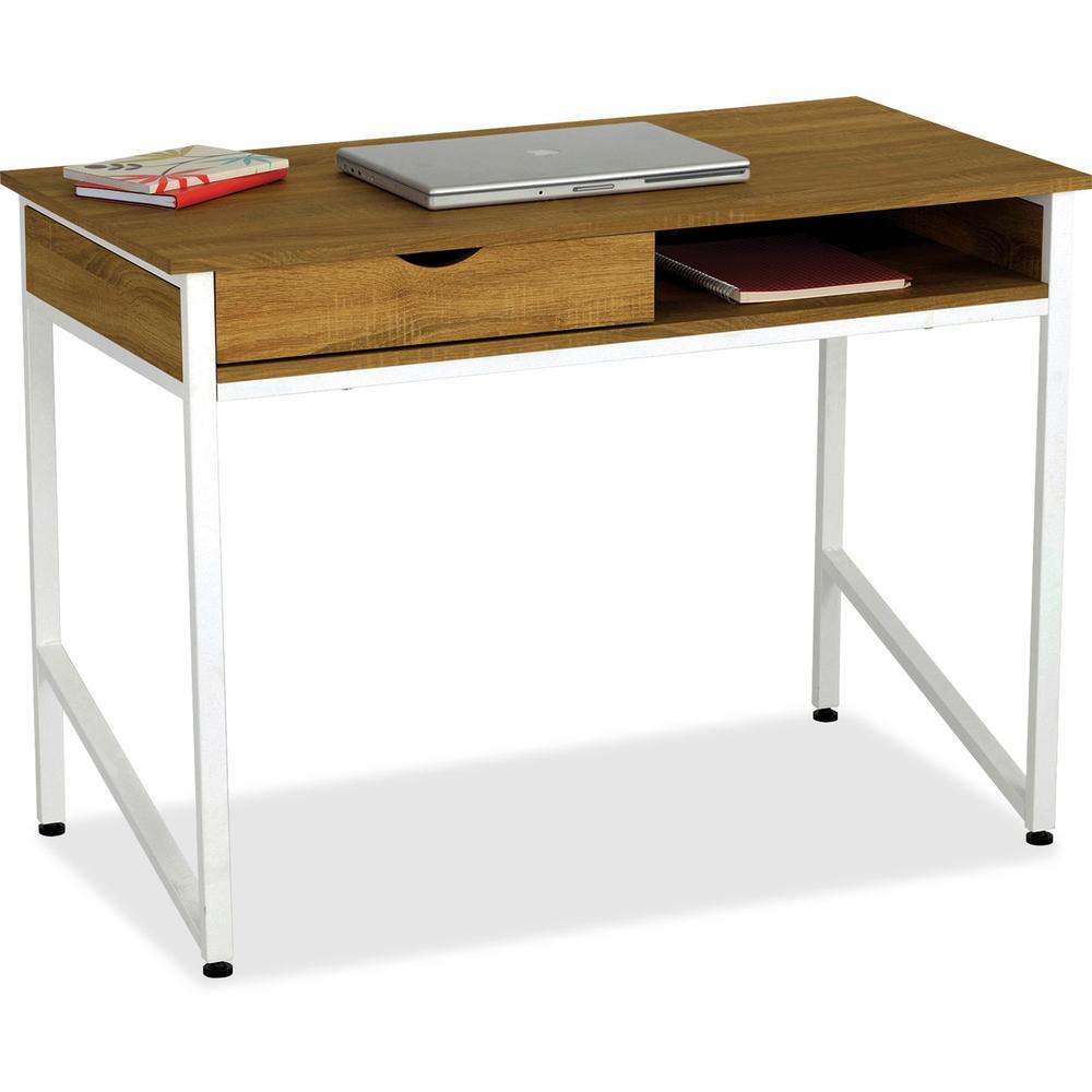 Safco Single Drawer Office Desk - Laminated Rectangle Top - 4 Legs - 43.25" Table Top Width x 21.63" Table Top Depth - 30.75" Height - Assembly Required. Picture 2