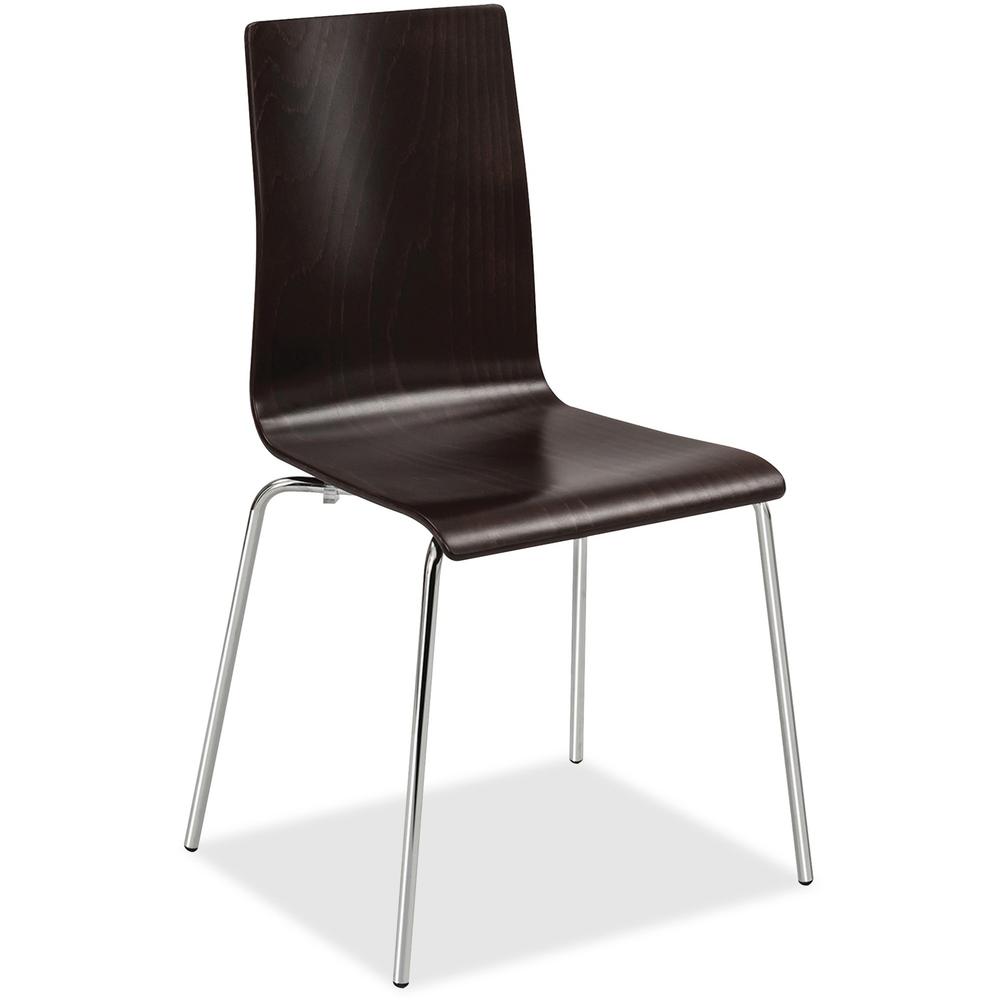 Safco Bosk Stack Chair - Espresso Plywood Seat - Espresso Plywood Back - Chrome Plated Steel Frame - Four-legged Base - 2 / Carton. Picture 1