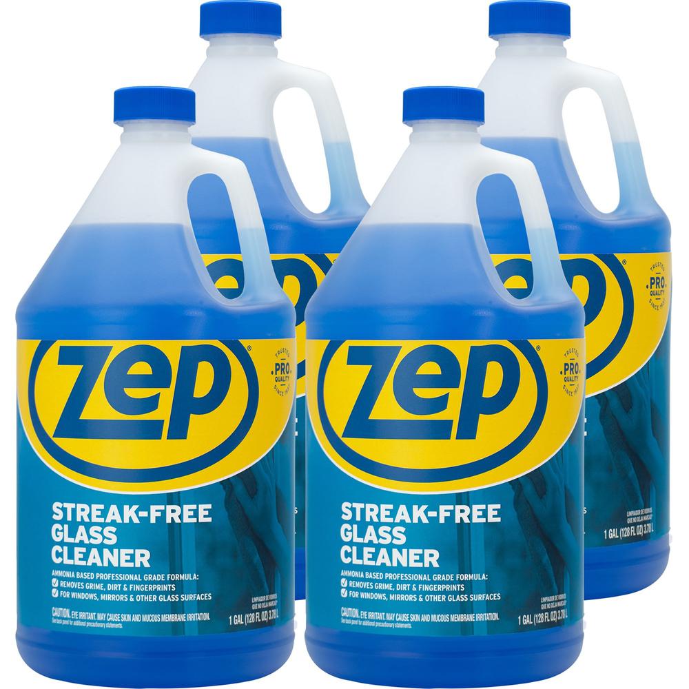 Zep Streak-free Glass Cleaner - For Multipurpose, Multi Surface - 128 fl oz (4 quart) - 4 / Carton - Streak-free, Quick Drying, Residue-free - Blue. Picture 1