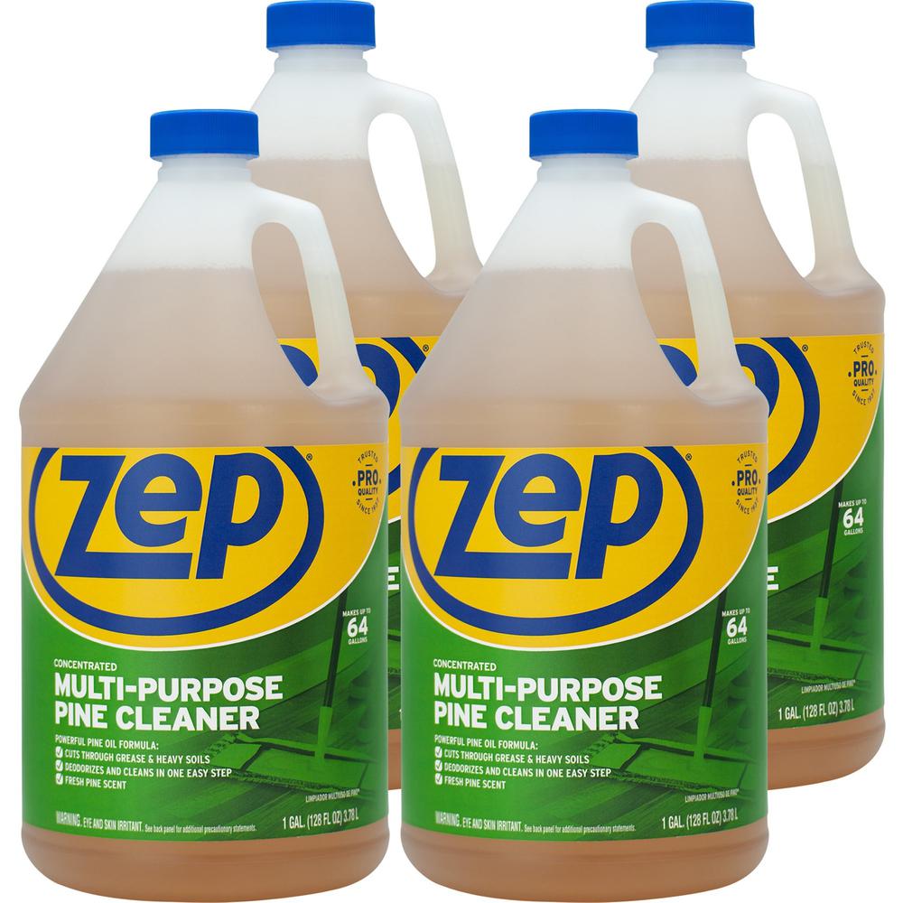 Zep Multipurpose Pine Cleaner - For Multipurpose - Concentrate - 128 fl oz (4 quart) - Pine ScentBottle - 4 / Carton - Disinfectant, Deodorize - Brown. Picture 1