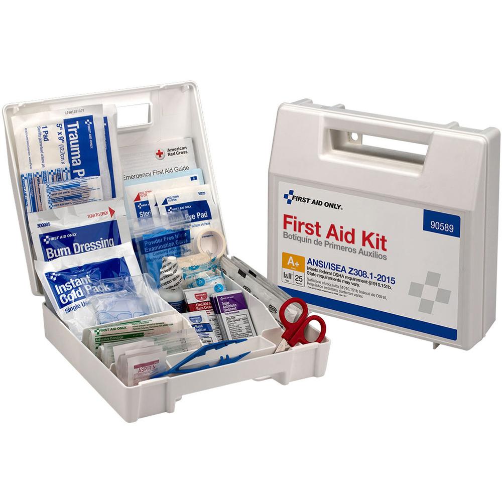 First Aid Only 25-Person Bulk Plastic First Aid Kit - ANSI Compliant - 141 x Piece(s) For 25 x Individual(s) - 1 Each. Picture 1