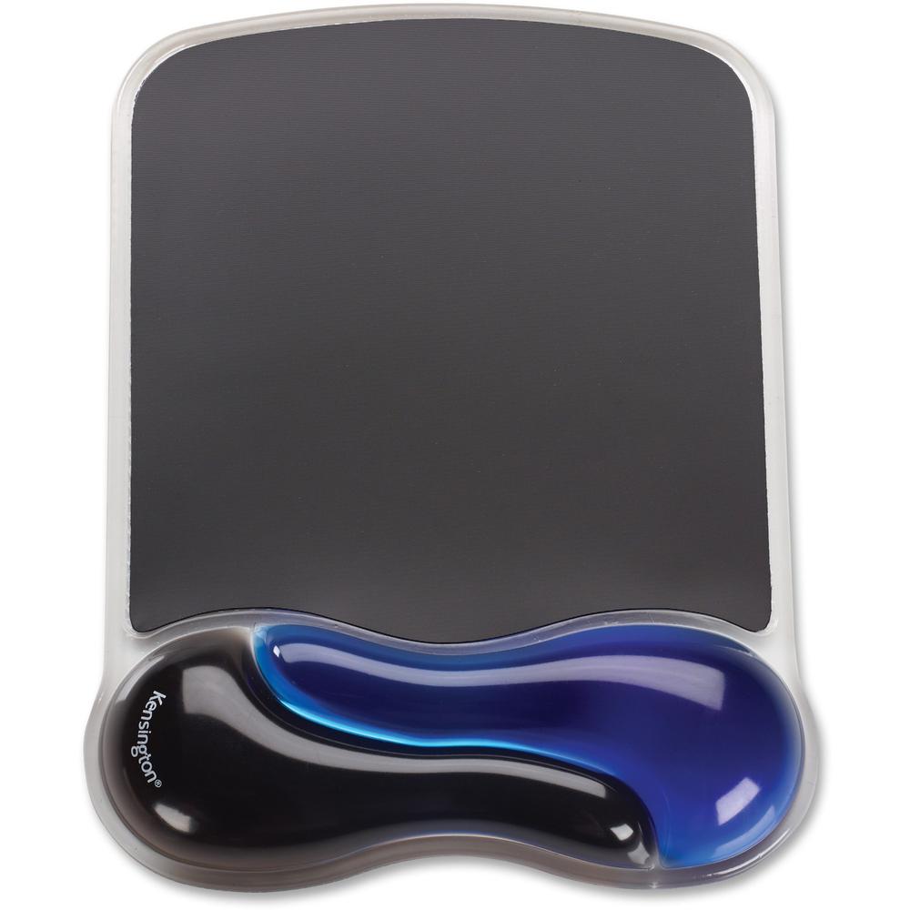 Kensington Duo Gel Wave Mouse Pad Wrist Pillow - Black & Blue - 1 Pack. Picture 1