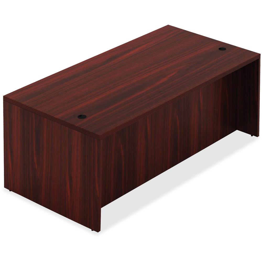 Lorell Chateau Series Mahogany Laminate Desking Table Desk - 66.1" x 29.5" x 30"Table, 1.5" Table Top - Reeded Edge - Material: P2 Particleboard - Finish: Mahogany Laminate. Picture 1