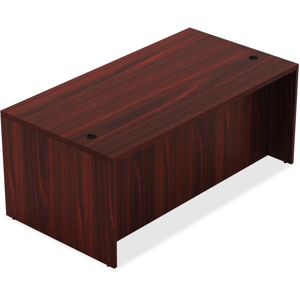 Lorell Chateau Series Mahogany Laminate Desking Table Desk - 59" x 29.5" x 30"Table, 1.5" Table Top - Reeded Edge - Material: P2 Particleboard - Finish: Mahogany Laminate. The main picture.