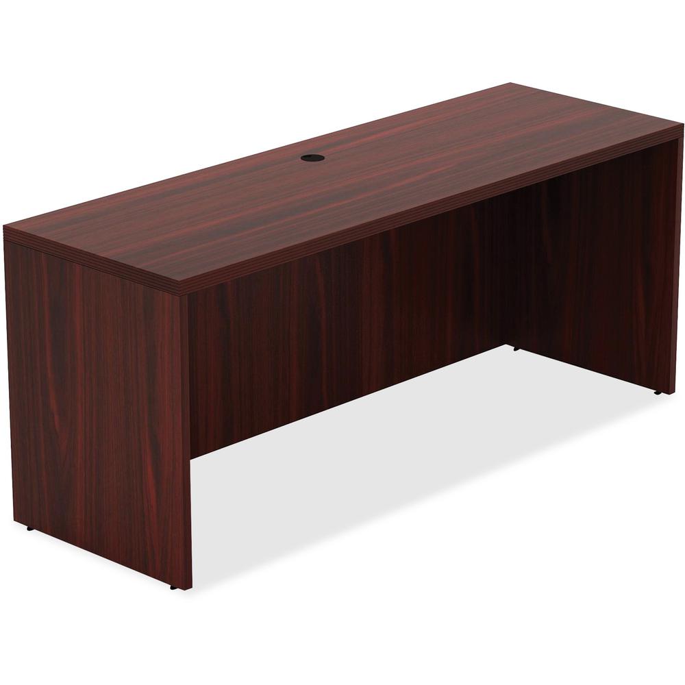 Lorell Chateau Series Credenza - 66.1" x 23.6"30" Credenza, 1.5" Top - Reeded Edge - Material: P2 Particleboard - Finish: Mahogany, Laminate - Durable, Grommet, Cord Management, Modesty Panel - For Of. Picture 1